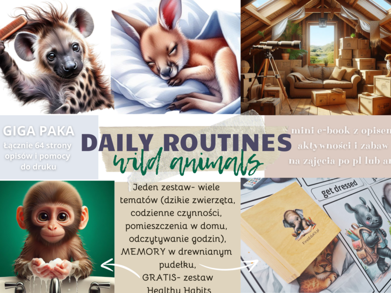 DAILY ROUTINES/ WILD ANIMALS- MEMORY + MEGA PAKA materiałów